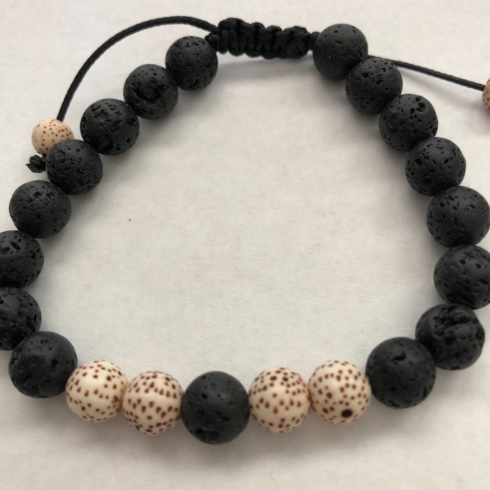 BOGO Vitality Lotus Seed Lava Stone Diffuser Wax Cord Bracelet Adjust8mm (5/16”